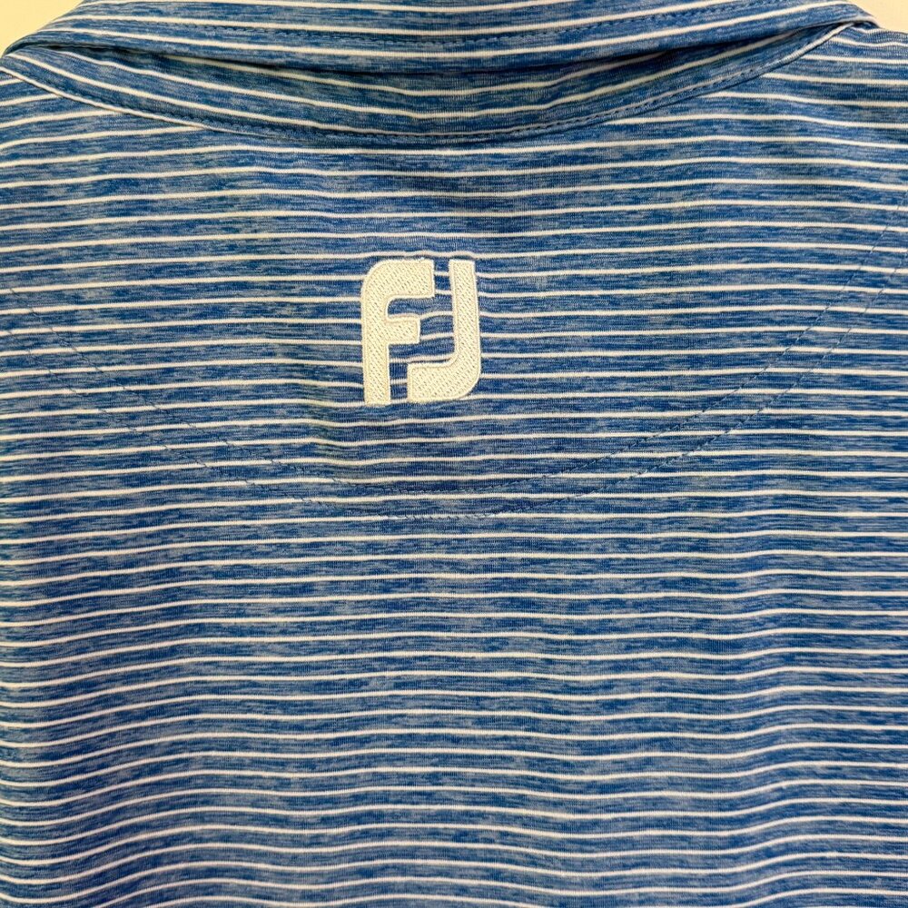 FootJoy FJ Men's Golf Polo Shirt - Medium - Blue Striped - Picture 4 of 4